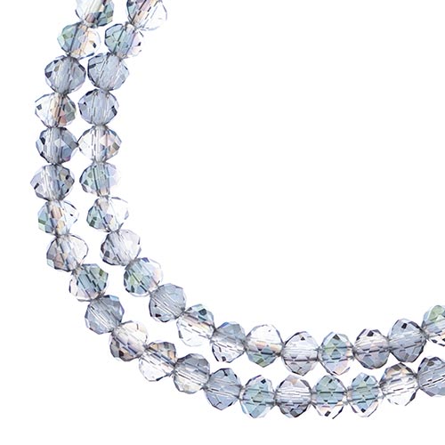 Crystal Lane(tm) Faceted Donut Rondelle - 3x4mm - Transparent Rose Green Luster