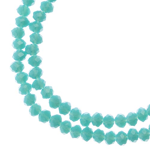 Crystal Lane(tm) Faceted Donut Rondelle - 3x4mm - Opalino Turquoise Blue (strand