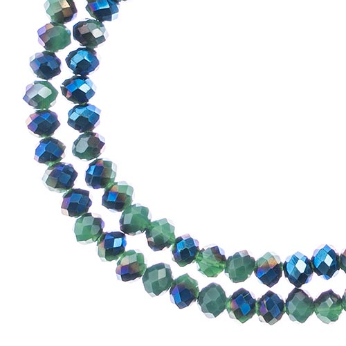 Crystal Lane(tm) Faceted Donut Rondelle - 3x4mm - Opaque Dark Green half Blue Ir
