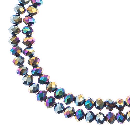Crystal Lane(tm) Faceted Donut Rondelle - 3x4mm - Opaque Multi Color Iris (stran