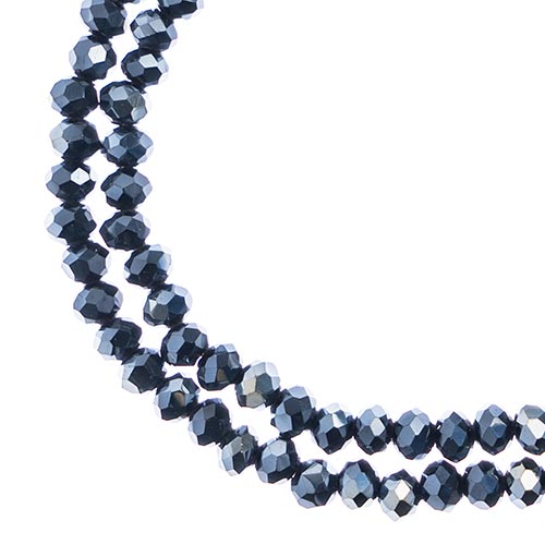 Crystal Lane(tm) Faceted Donut Rondelle - 3x4mm - Opaque Gunmetal Luster (strand