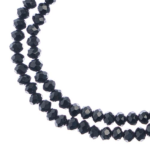 Crystal Lane(tm) Faceted Donut Rondelle - 3x4mm - Opaque Black (strand)