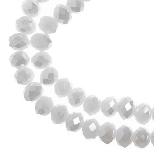 Crystal Lane(tm) Faceted Donut Rondelle - 4x6mm - Opalino White AB (strand)