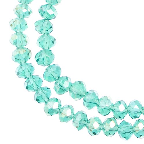 Crystal Lane(tm) Faceted Donut Rondelle - 4x6mm - Transparent Dark Green AB (str