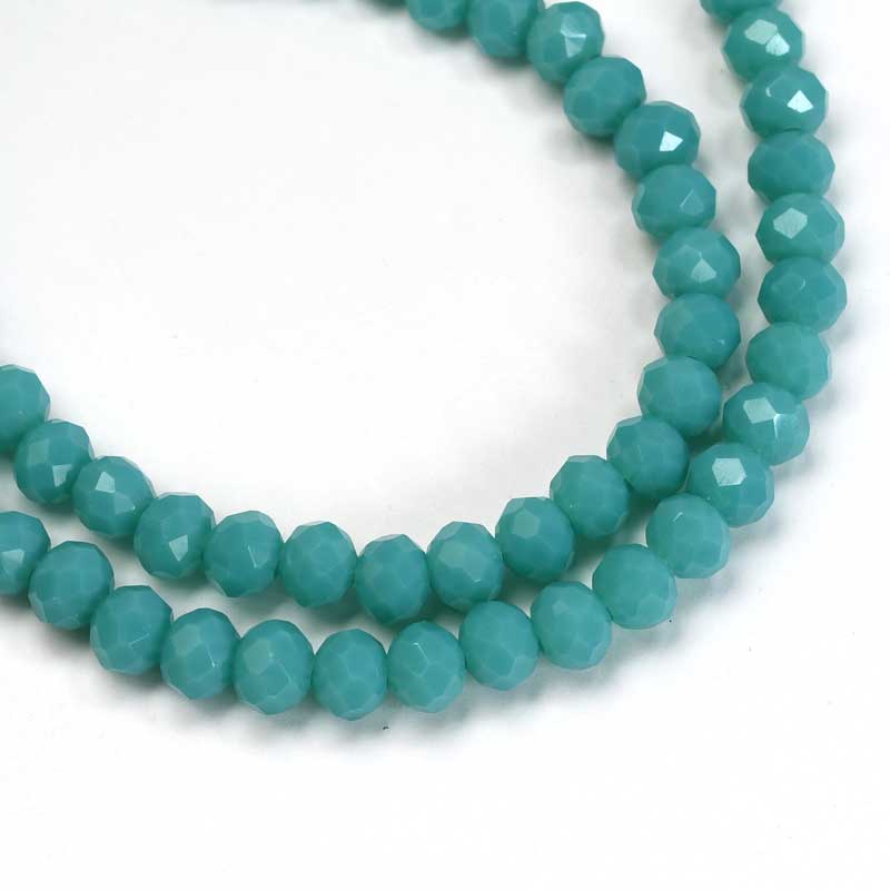 Crystal Lane(tm) Faceted Donut Rondelle - 4x6mm - Opalino Turquoise Blue (strand