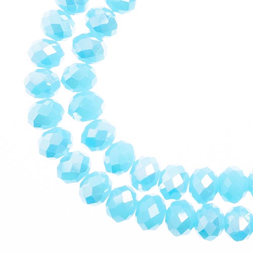 Crystal Lane(tm) Faceted Donut Rondelle - 4x6mm - Opalino Sky Blue AB (strand)