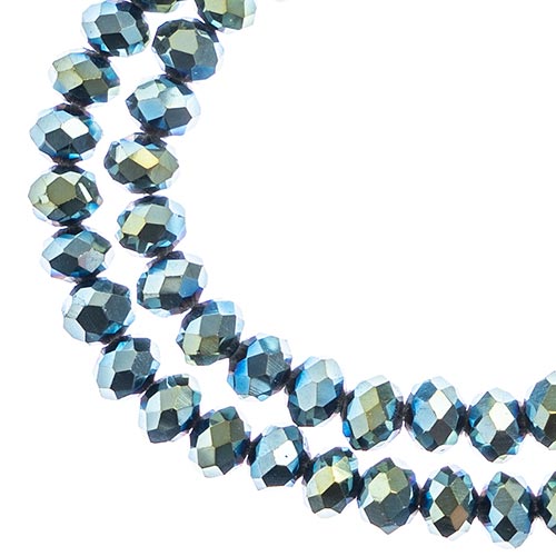 Crystal Lane(tm) Faceted Donut Rondelle - 4x6mm - Opaque Green Iris (strand)