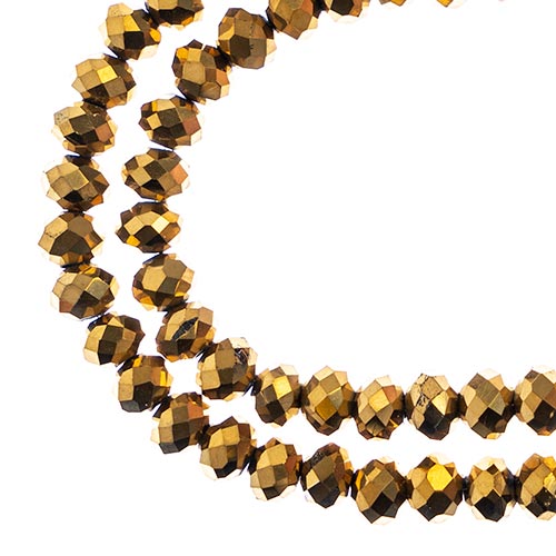 Crystal Lane(tm) Faceted Donut Rondelle - 4x6mm - Opaque Gold Iris (strand)
