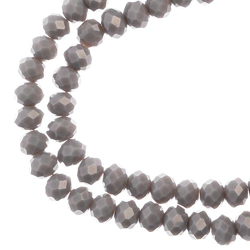 Crystal Lane(tm) Faceted Donut Rondelle - 4x6mm - Opalino Grey (strand)
