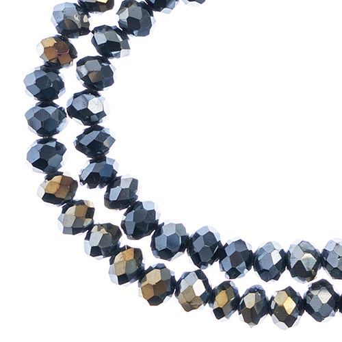 Crystal Lane(tm) Faceted Donut Rondelle - 4x6mm - Opaque Gunmetal Luster (strand