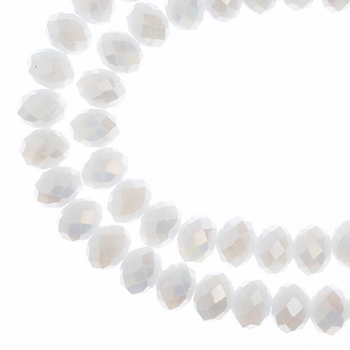 Crystal Lane(tm) Faceted Donut Rondelle - 6x8mm - Opalino White AB (strand)