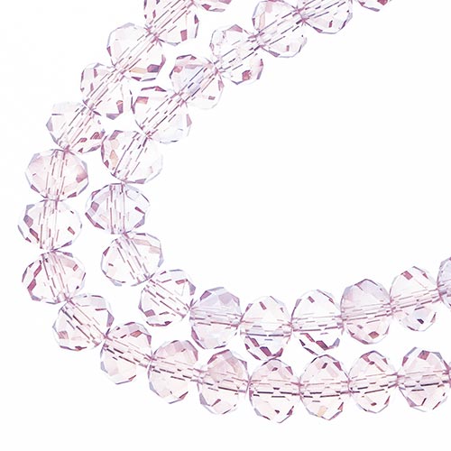 Crystal Lane(tm) Faceted Donut Rondelle - 6x8mm - Transparent Pink AB (strand)