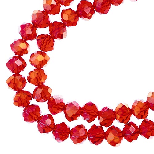 Crystal Lane(tm) Faceted Donut Rondelle - 6x8mm - Transparent Red AB (strand)