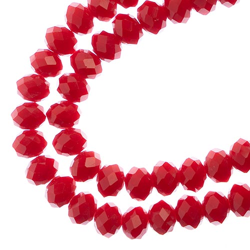 Crystal Lane(tm) Faceted Donut Rondelle - 6x8mm - Opalino Red (strand)