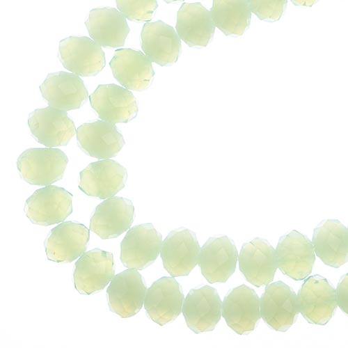 Crystal Lane(tm) Faceted Donut Rondelle - 6x8mm - Opalino Light Green (strand)