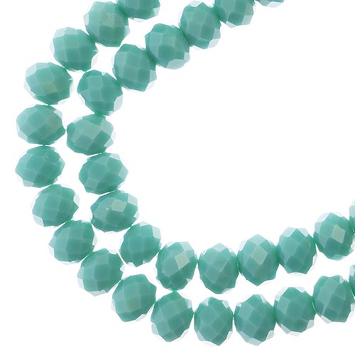 Crystal Lane(tm) Faceted Donut Rondelle - 6x8mm - Opalino Turquoise Green (stran