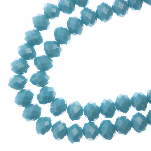 Crystal Lane(tm) Faceted Donut Rondelle - 6x8mm - Opalino Turquoise Blue (strand