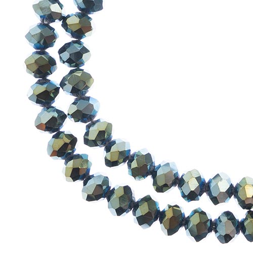 Crystal Lane(tm) Faceted Donut Rondelle - 6x8mm - Opaque Green Iris (strand)