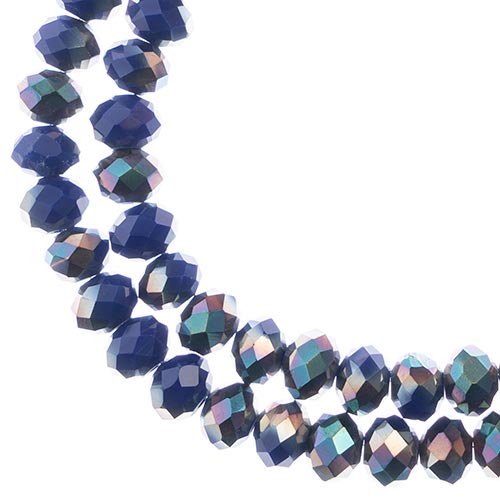 Crystal Lane(tm) Faceted Donut Rondelle - 6x8mm - Opaque Dark Sapphire half Mult