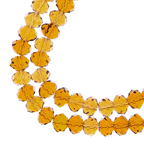 Crystal Lane(tm) Faceted Donut Rondelle - 6x8mm - Transparent Amber (strand)
