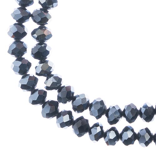 Crystal Lane(tm) Faceted Donut Rondelle - 6x8mm - Opaque Gunmetal Luster (strand