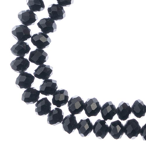 Crystal Lane(tm) Faceted Donut Rondelle - 6x8mm - Opaque Black (strand)
