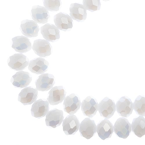 Crystal Lane(tm) Faceted Donut Rondelle - 8x10mm - Opalino White AB (strand)