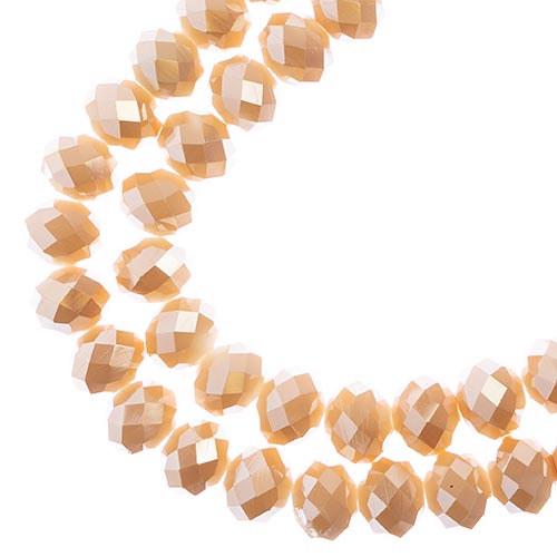 Crystal Lane(tm) Faceted Donut Rondelle - 8x10mm - Opaque Light Champagne Luster
