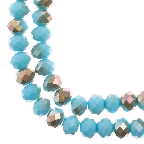 Crystal Lane(tm) Faceted Donut Rondelle - 8x10mm - Opalino Sky Blue Champagne (s