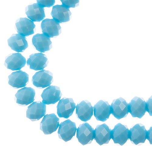 Crystal Lane(tm) Faceted Donut Rondelle - 8x10mm - Opalino Sky Blue (strand)