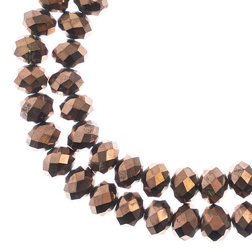 Crystal Lane(tm) Faceted Donut Rondelle - 8x10mm - Opaque Copper Iris (strand)