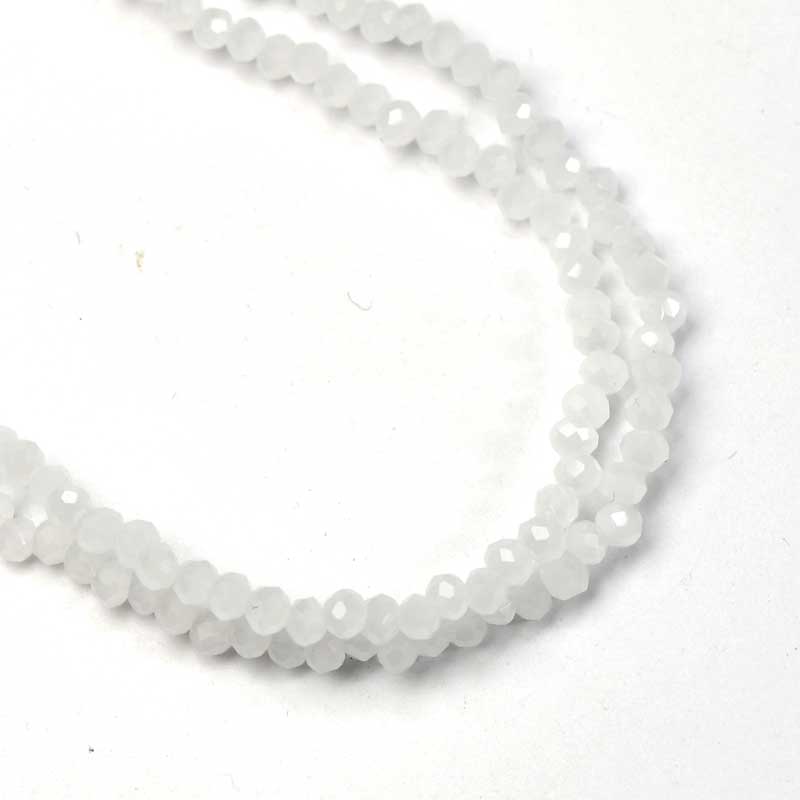 Crystal Lane(tm) Faceted Donut Rondelle - 1.5x2.5mm - Opalino White (strand)