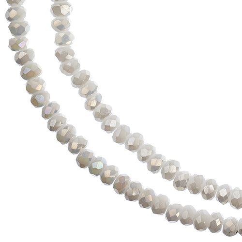 Crystal Lane(tm) Faceted Donut Rondelle - 1.5x2.5mm - Opaque White AB (strand)