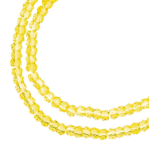 Crystal Lane(tm) Faceted Donut Rondelle - 1.5x2.5mm - Transparent Yellow (strand