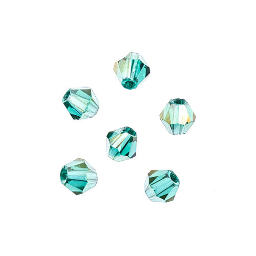 Crystal Lane(tm) - 4mm Bicone - Transparent Dark Green AB (strand)