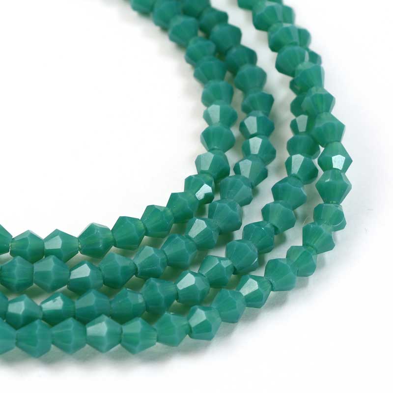 Crystal Lane(tm) - 4mm - Bicone - Opaque Turquoise Blue-Green (strand)