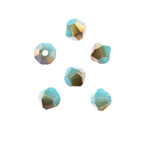 Crystal Lane(tm) - 4mm Bicone - Opalino Sky Blue Champagne (strand)