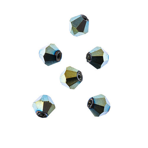 Crystal Lane(tm) - 4mm Bicone - Opaque Green Iris (strand)