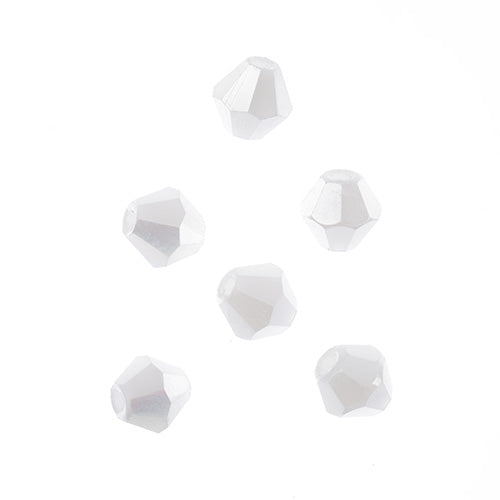 Crystal Lane(tm) - 6mm Bicone - Opaque White Matt AB (strand)