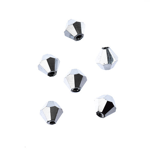 Crystal Lane(tm) - 6mm Bicone - Opaque Silver Iris (strand)