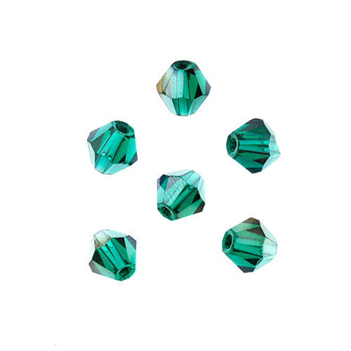 Crystal Lane(tm) - 6mm Bicone - Transparent Dark Green AB (strand)