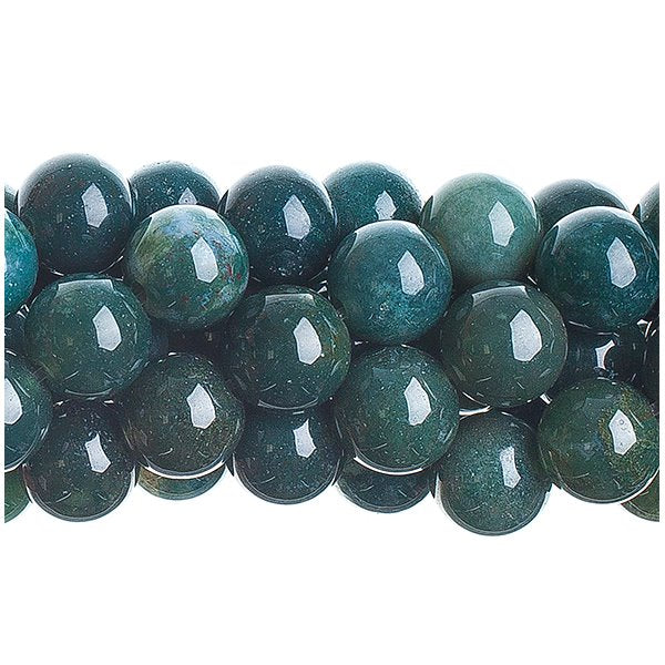 Moss Agate 10mm Round 16in
