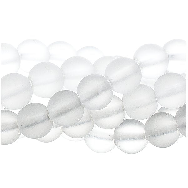 Clear Frosted Quartz   10mm Round 8in