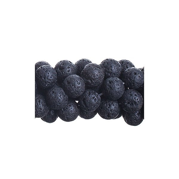 Black Lava 6mm Round 8in