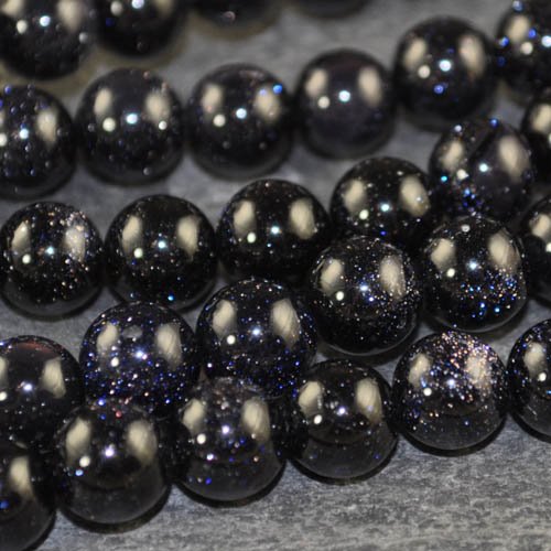 Blue Goldstone 8mm Round 7in