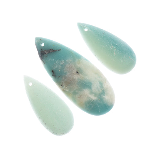 Earths Jewels Stone Pendant - 35-50mm Teardrop - Matte Amazonite (3 pcs)