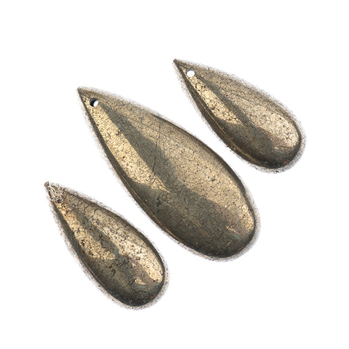 Earths Jewels Stone Pendant - 35-50mm Teardrop - Pyrite (3 pcs)