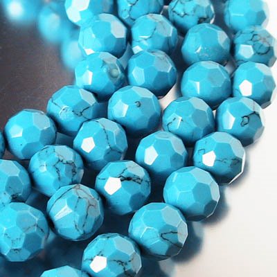 Turquoise 10mm Faceted Round 16in