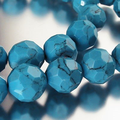 Turquoise 12mm Faceted Round 16in