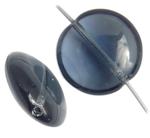 Glass - 14mm Puffy Coins - Montana (strand 15)